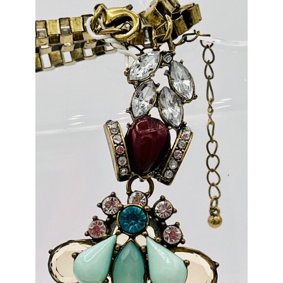 J Crew Multicolor Rhinestone Flower Adjustable Statement Necklace - Picture 6 of 9